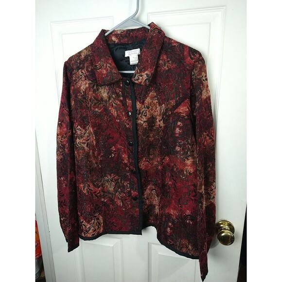 Christopher Banks Woman XL Blazer Floral Tapestry Button Up Long Sleeve Y2K - Picture 1 of 10